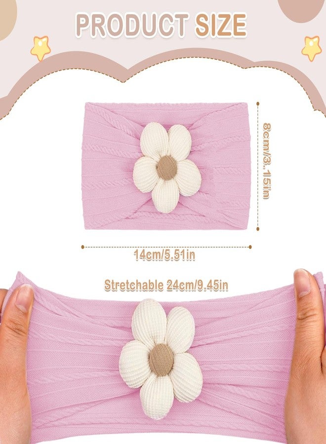 KRIVAZ Hair Bands for Baby Girl | Soft Stretchy Nylon Baby Headband with Flower | Cute Hair Accessories for Newborn, Infant, Toddler and Kids Girl - Image 3
