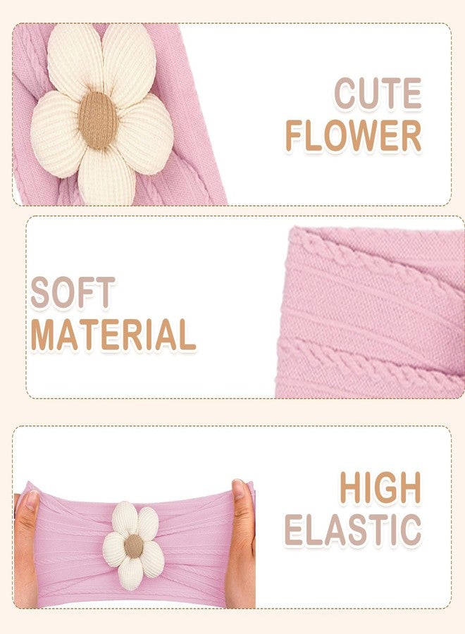 KRIVAZ Hair Bands for Baby Girl | Soft Stretchy Nylon Baby Headband with Flower | Cute Hair Accessories for Newborn, Infant, Toddler and Kids Girl - Image 4