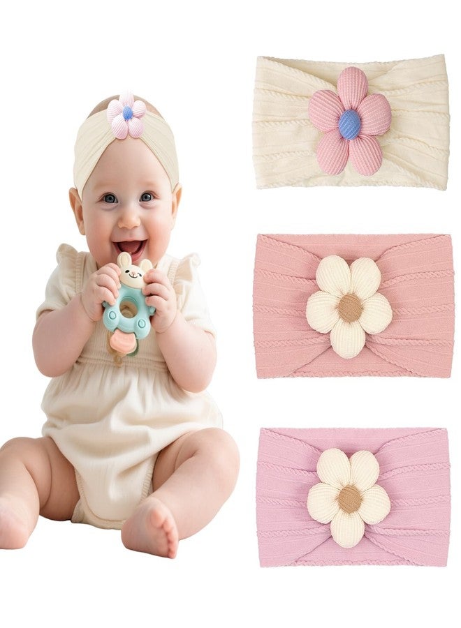 KRIVAZ Hair Bands for Baby Girl | Soft Stretchy Nylon Baby Headband with Flower | Cute Hair Accessories for Newborn, Infant, Toddler and Kids Girl - Image 1