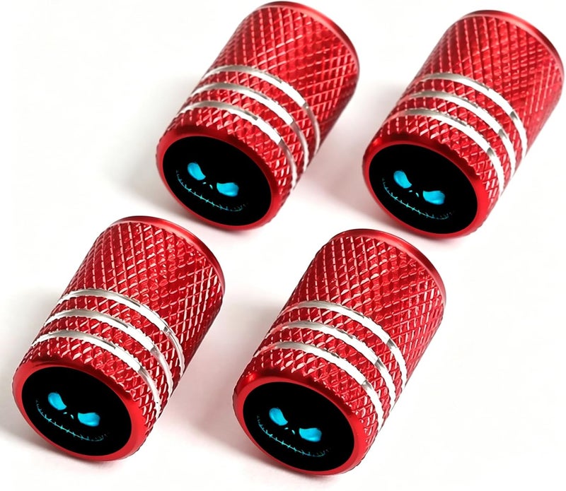DoYoMo 4pcs Red Valve Stem Caps Devil Tire Air Caps Aluminum Car Valve Stem Cover Cover for Auto SUV Truck Bicycle Motorcycle Corrosion Proof Universal Cars Accessories Devil Gifts for Women Men - Image 1