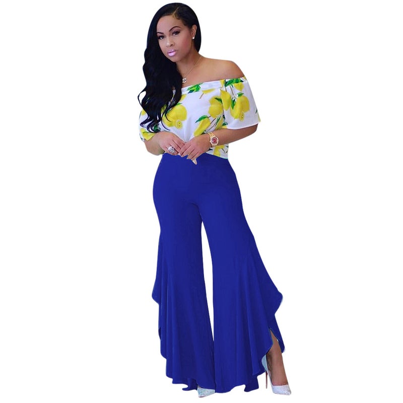 M634-1 Amazon Independent Station Explosions European and American Lotus Ruffled Irregular Split Casual Womens Pants in stock 6# creamy-white  - Image 5