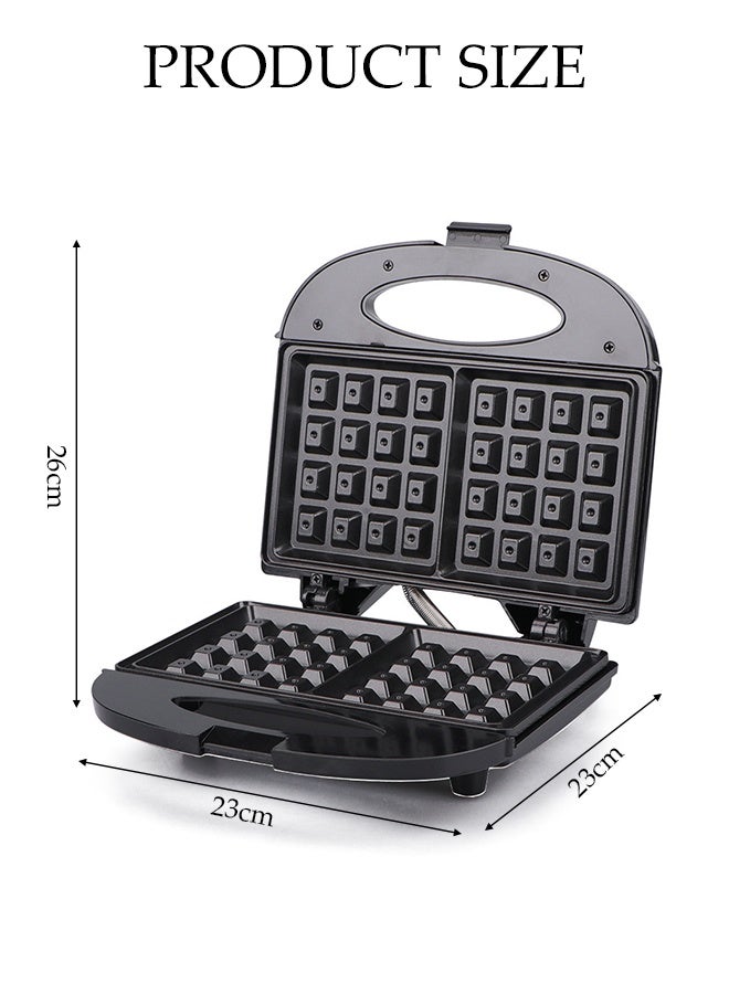 DUNISO Sandwich Maker，2 Slice Waffle Plates Grill，Personal Breakfast Bread Toaster， Non Stick，for Making Sandwiches, Bread Toast，Black - Image 2