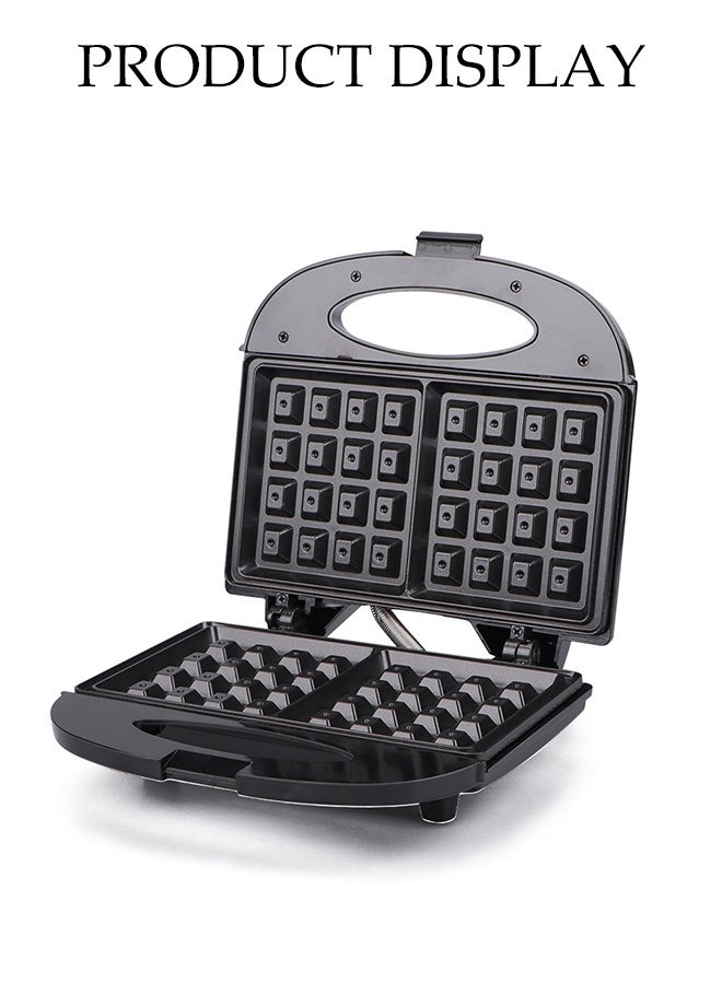 DUNISO Sandwich Maker，2 Slice Waffle Plates Grill，Personal Breakfast Bread Toaster， Non Stick，for Making Sandwiches, Bread Toast，Black - Image 4