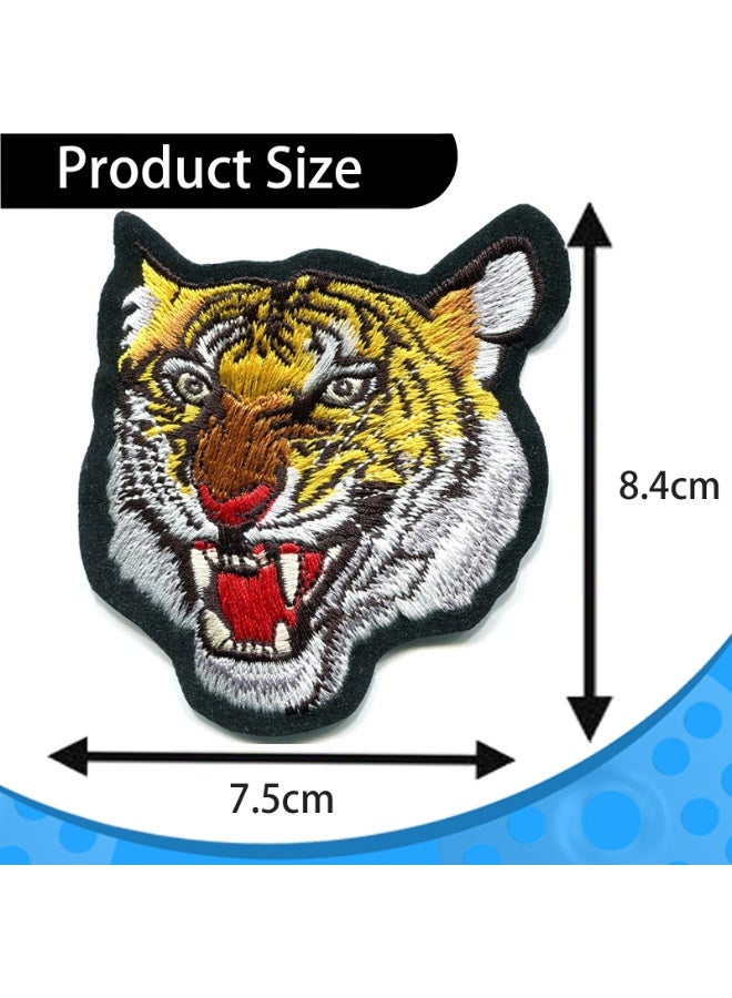 PAWSONIFY Embroidered Animal Patches, 4 Pieces, Tiger Patch, Cheetah Patch, Iron-On Applique for Clothes, Hats, Jeans, DIY - Image 2