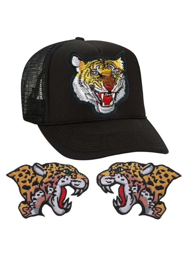 PAWSONIFY Embroidered Animal Patches, 4 Pieces, Tiger Patch, Cheetah Patch, Iron-On Applique for Clothes, Hats, Jeans, DIY - Image 4