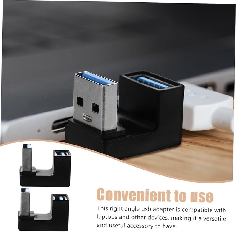 Lurrose 2 Pack USB 3 0 Right Angle Adapter Upward Bend For Laptop Data Transfer - Image 5