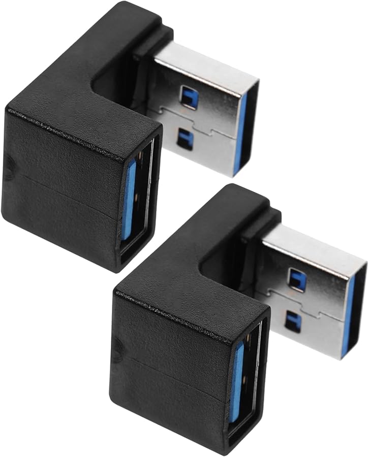 Lurrose 2 Pack USB 3 0 Right Angle Adapter Upward Bend For Laptop Data Transfer - Image 2