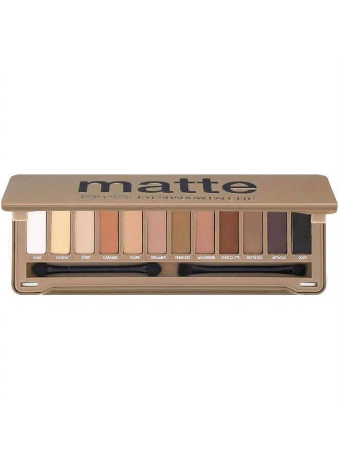 BYS - 12 Shade Matte Eyeshadow Palette Tin Collection with Mirror, Double Ended Applicator and Blender, Nude and Smoke - Image 1