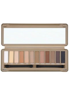 BYS 12 Shade Matte Eyeshadow Palette Tin Collection with Mirror, Double Ended Applicator and Blender, Nude and Smoke  - Image 2