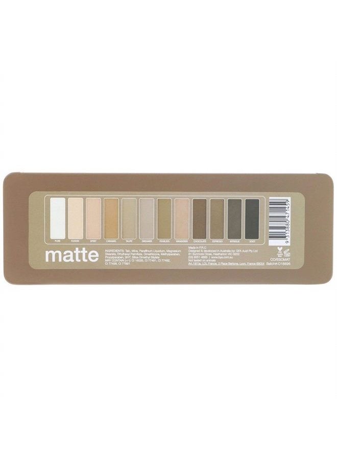 BYS - 12 Shade Matte Eyeshadow Palette Tin Collection with Mirror, Double Ended Applicator and Blender, Nude and Smoke - Image 1