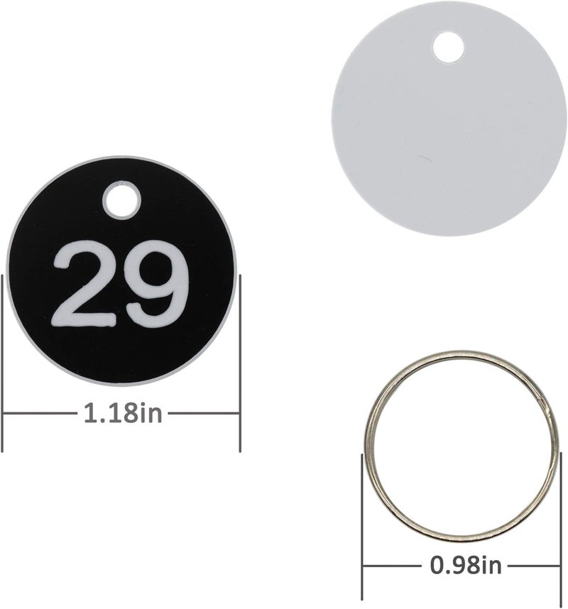 StayMax Plastic ID Number Tags Key Tags with Key Rings (1-50, Black) - Image 2