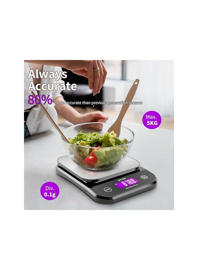 promass IPX7 Waterproof Food Digital Scale, 11lb/0.01oz High Precision,USB Rechargeable Food Kitchen Scale, Suitable for Cooking, Baking, Weight Loss - Image 4