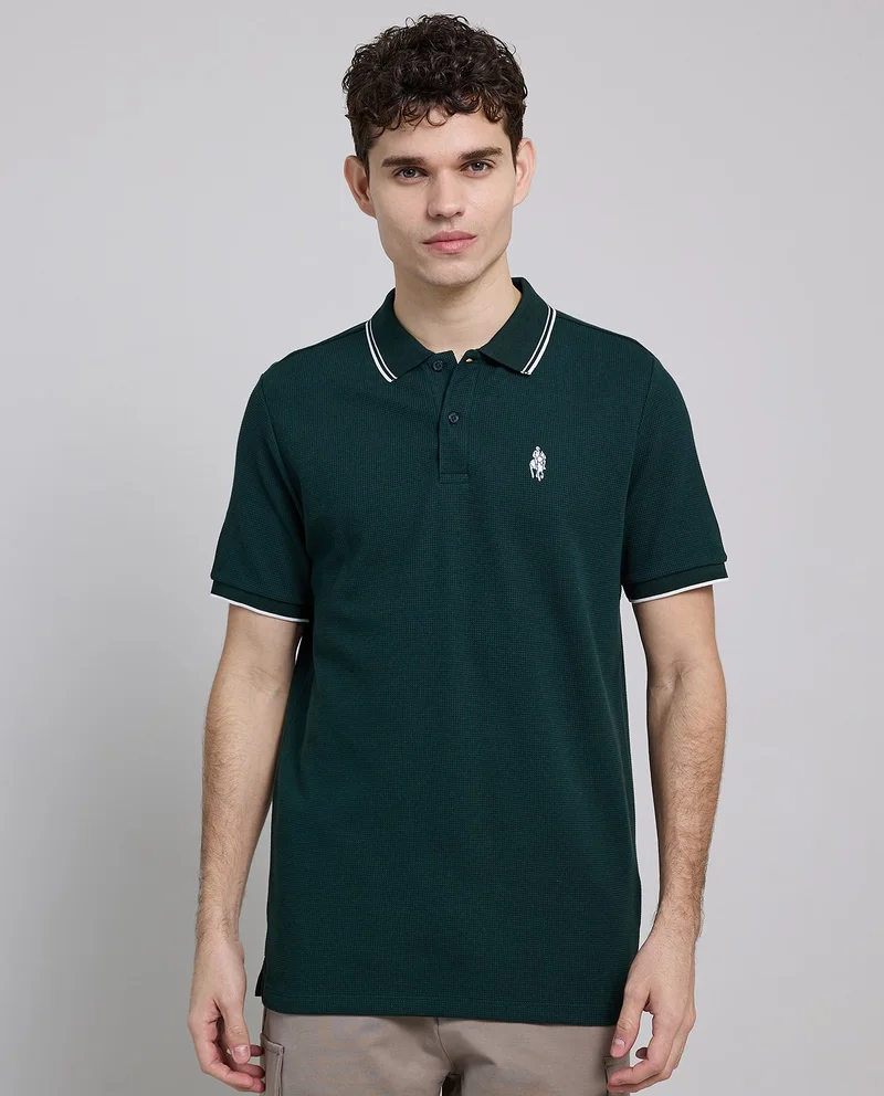 أر أند بي Logo Embroidered Polo T-Shirt with Short Sleeves