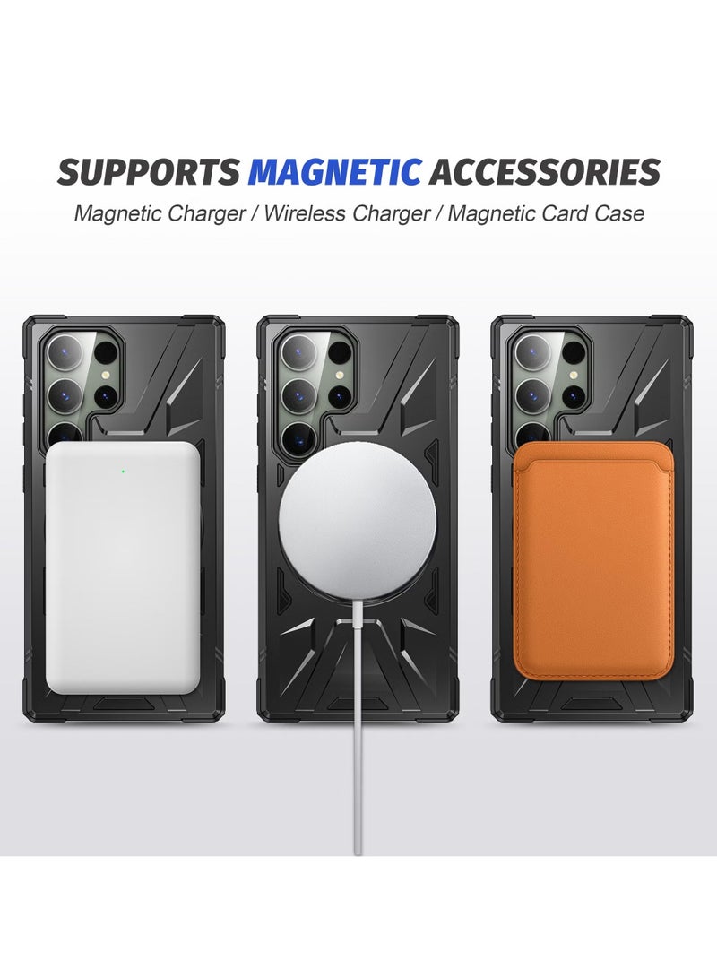 انبلاك ينطبق على سامسونج غالاكسي S24 ultra حالة الهاتف مع حامل ، متوافق مع magsafe ، سامسونج غالاكسي S24 ultra حالة الهاتف المغناطيسي ، 3 أنواع من وضع حامل ، الصف العسكرية حماية ، صدمة برهان حالة الهاتف - Image 2