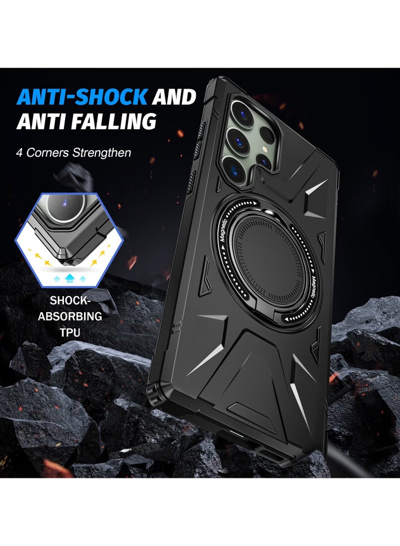 انبلاك ينطبق على سامسونج غالاكسي S24 ultra حالة الهاتف مع حامل ، متوافق مع magsafe ، سامسونج غالاكسي S24 ultra حالة الهاتف المغناطيسي ، 3 أنواع من وضع حامل ، الصف العسكرية حماية ، صدمة برهان حالة الهاتف - Image 5