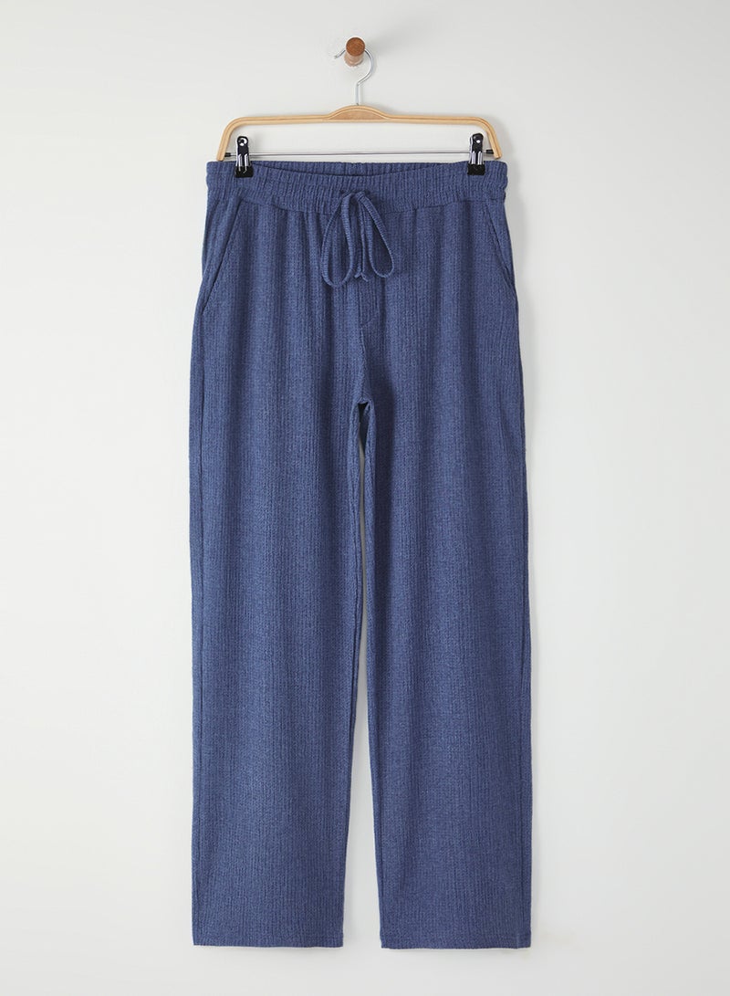 trendyol Indigo Straight Cut Textured Open Leg Sweatpants Tmnss25Ea00008 - Image 5
