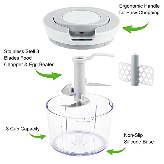 KWQAP Plastic Pull Chopper Handy Quick Cutter 2 in 1 Vegetable Fruit Dryfruit Chopper Multipurpose Hand Meat Grinder Mixer Food Processor for Kitchen - Image 3