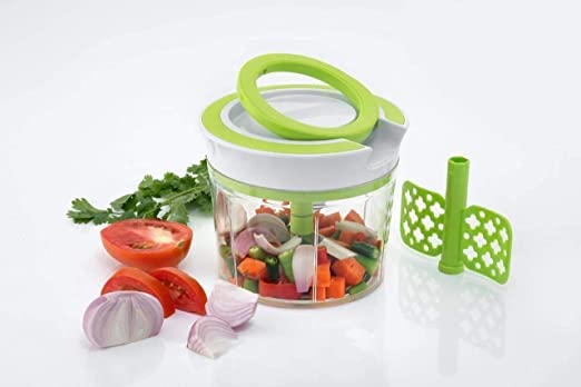 KWQAP Plastic Pull Chopper Handy Quick Cutter 2 in 1 Vegetable Fruit Dryfruit Chopper Multipurpose Hand Meat Grinder Mixer Food Processor for Kitchen - Image 1