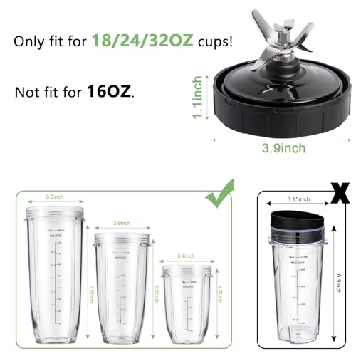 HUANSERA (2 Pack) 7 Fins Extractor Blade Assembly For Ninja Blender Blade Replacement, Blender Replacement Parts Compatible with Ninja Blenders Auto iQ BN401 BN751 BN801 BL450_30 BL642 BL682 NN102 - Image 4