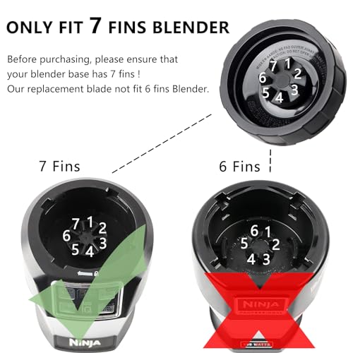 HUANSERA (2 Pack) 7 Fins Extractor Blade Assembly For Ninja Blender Blade Replacement, Blender Replacement Parts Compatible with Ninja Blenders Auto iQ BN401 BN751 BN801 BL450_30 BL642 BL682 NN102 - Image 3