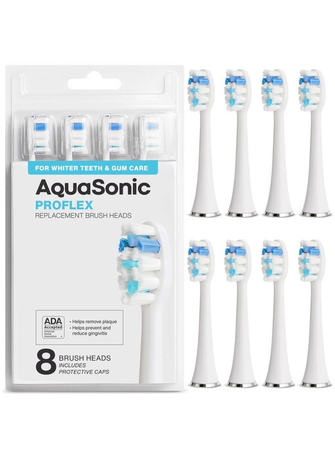 AquaSonic Proflex Brush Head Replacement - Upgraded Proflex Brush Heads for Improved Plaque Removal (8 Pack White) - Image 1
