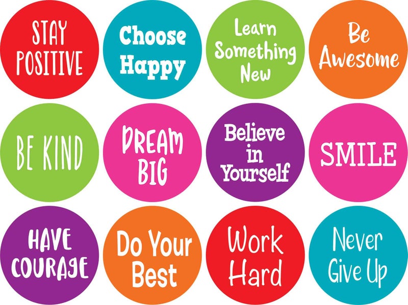 Teacher Created Resources® Spot On® Positive Sayings Carpet Markers, 4" - Image 1