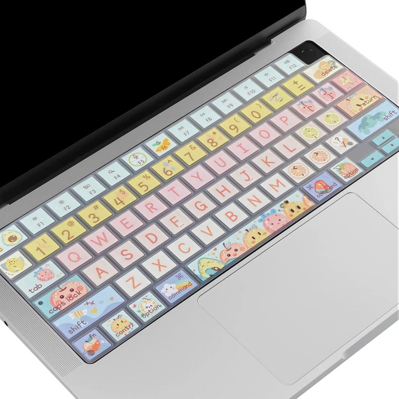 WSLUCKO Keyboard Cover Skin for 2021-2024 MacBook Pro 14/16 (A2442 A2485 A3112 A3401 A3403 A2992 A2779 A2780 A2991 A2918 M1/M2/M3 M4) &MacBook Air 13.6''/15'' (A2681 A3113 A2941 A3114),Cute Fruits - Image 3