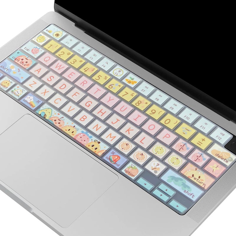 WSLUCKO Keyboard Cover Skin for 2021-2024 MacBook Pro 14/16 (A2442 A2485 A3112 A3401 A3403 A2992 A2779 A2780 A2991 A2918 M1/M2/M3 M4) &MacBook Air 13.6''/15'' (A2681 A3113 A2941 A3114),Cute Fruits - Image 4