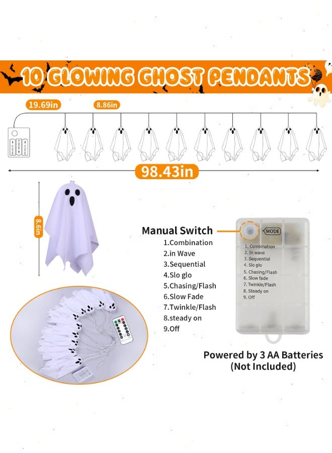 يواوليتي أضواء زينة هالوين، 9.8 قدم ضوء أبيض دافئ للخارج، 10 زينة معلقة للفناء والحديقة والحفلات - Image 4