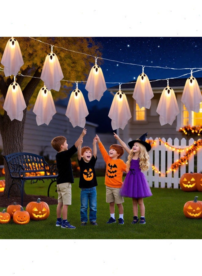 يواوليتي أضواء زينة هالوين، 9.8 قدم ضوء أبيض دافئ للخارج، 10 زينة معلقة للفناء والحديقة والحفلات - Image 3