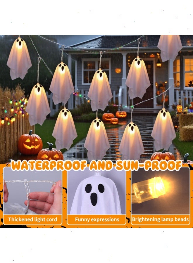 يواوليتي أضواء زينة هالوين، 9.8 قدم ضوء أبيض دافئ للخارج، 10 زينة معلقة للفناء والحديقة والحفلات - Image 5