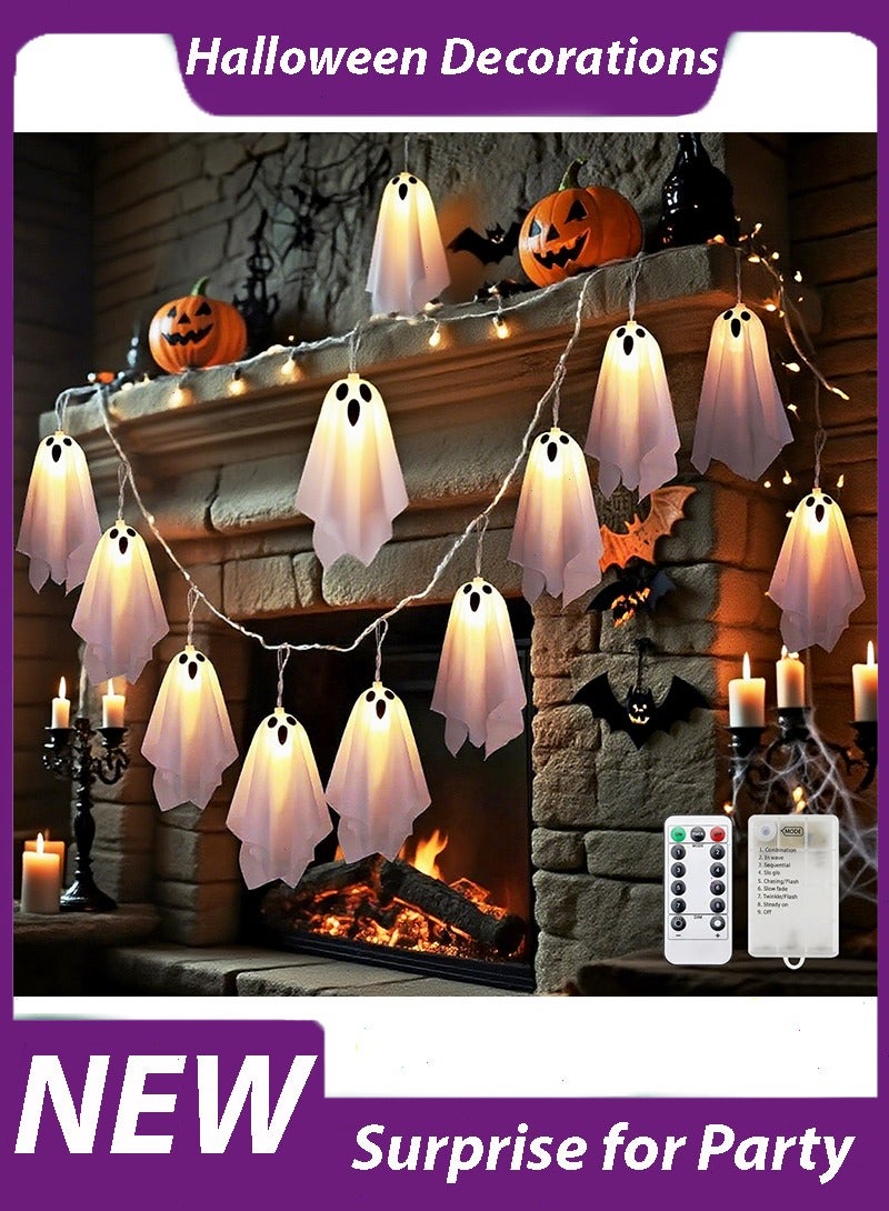 يواوليتي أضواء زينة هالوين، 9.8 قدم ضوء أبيض دافئ للخارج، 10 زينة معلقة للفناء والحديقة والحفلات - Image 1