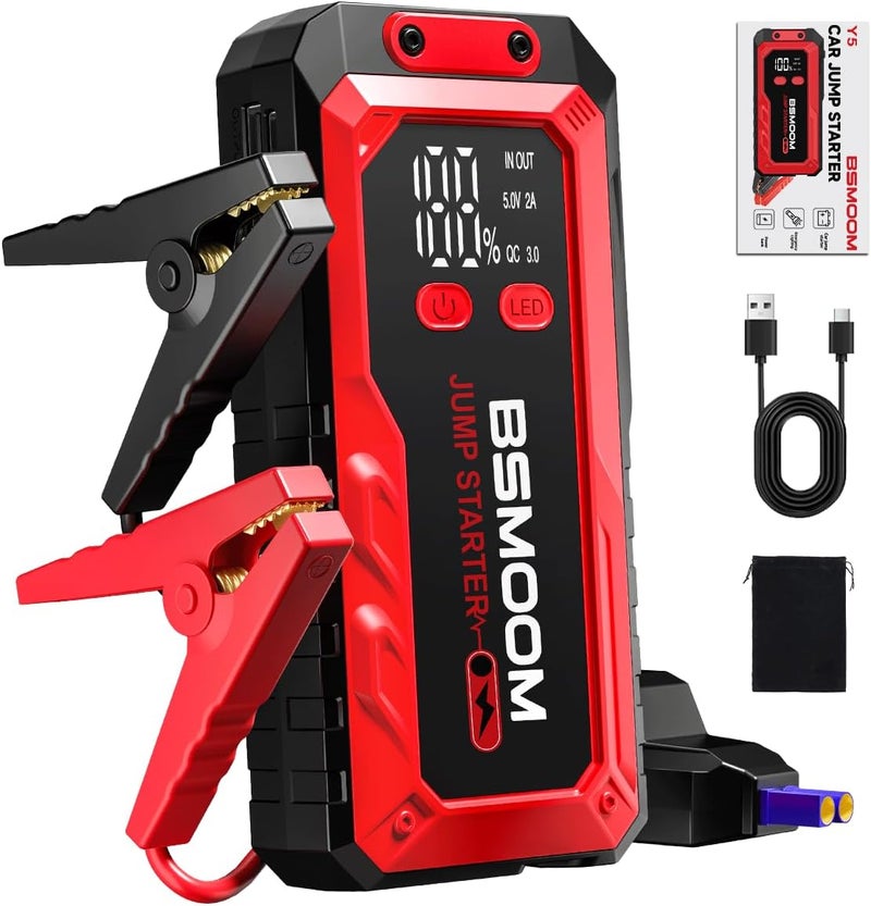 BSMOOM Car Battery Jump Starter Portable, 7000A Peak Battery (for 10.0L Gas or Up to 9.0L Diesel),Portable Booster Power Pack,LCD Display, USB Quick Charge & LED Light - Image 1