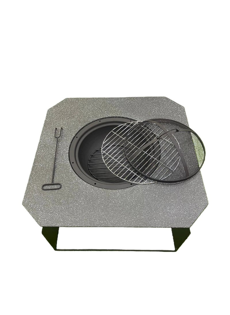 Albawadi Portable Outdoor Fire Pit BBQ Flame Grill Garden Stove Square Shape - Image 3