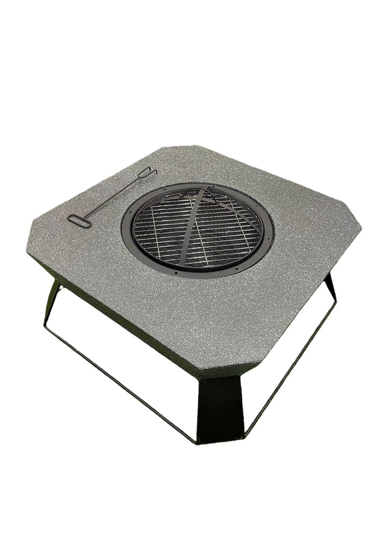 Albawadi Portable Outdoor Fire Pit BBQ Flame Grill Garden Stove Square Shape - Image 5