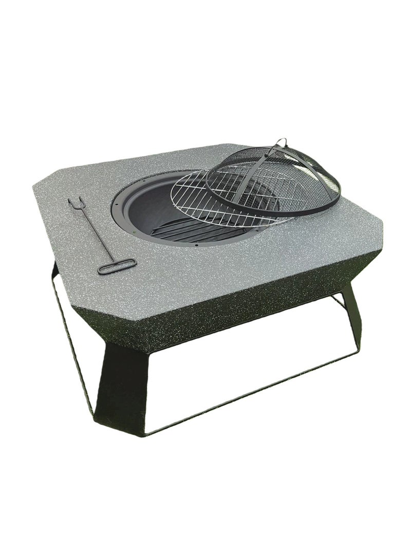 Albawadi Portable Outdoor Fire Pit BBQ Flame Grill Garden Stove Square Shape - Image 2