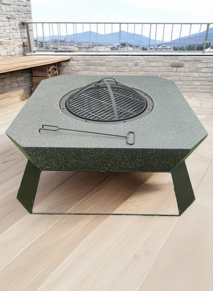 Albawadi Portable Outdoor Fire Pit BBQ Flame Grill Garden Stove Square Shape - Image 1