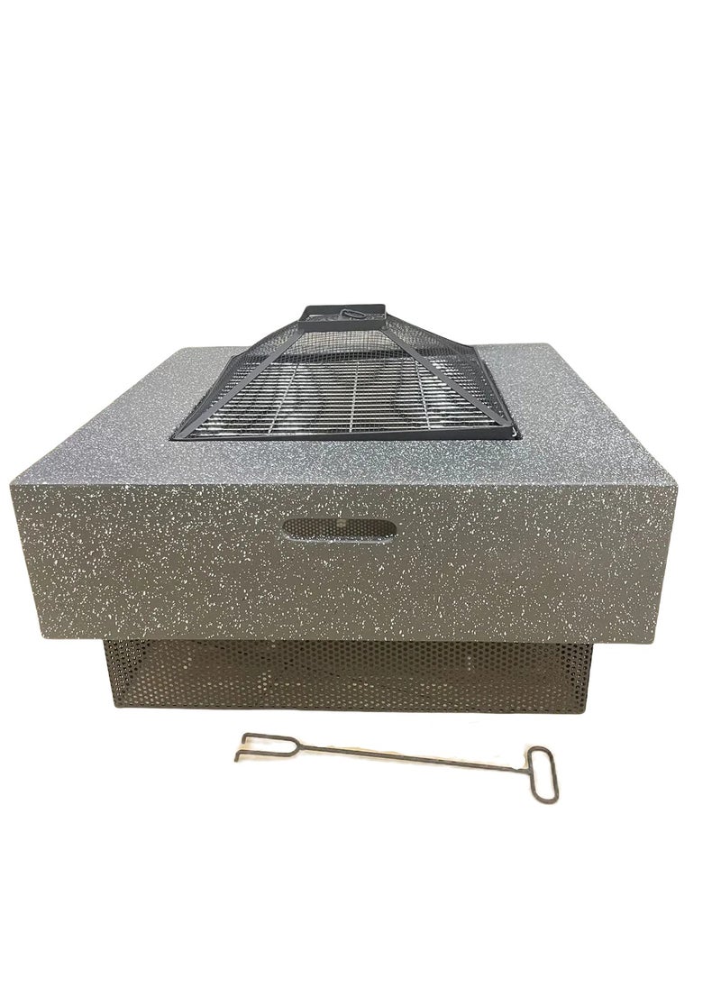 Albawadi - Portable Outdoor Fire Pit BBQ Flame Grill Garden Stove Square Shape - Image 1