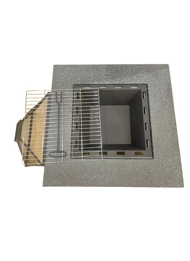 Albawadi - Portable Outdoor Fire Pit BBQ Flame Grill Garden Stove Square Shape - Image 1