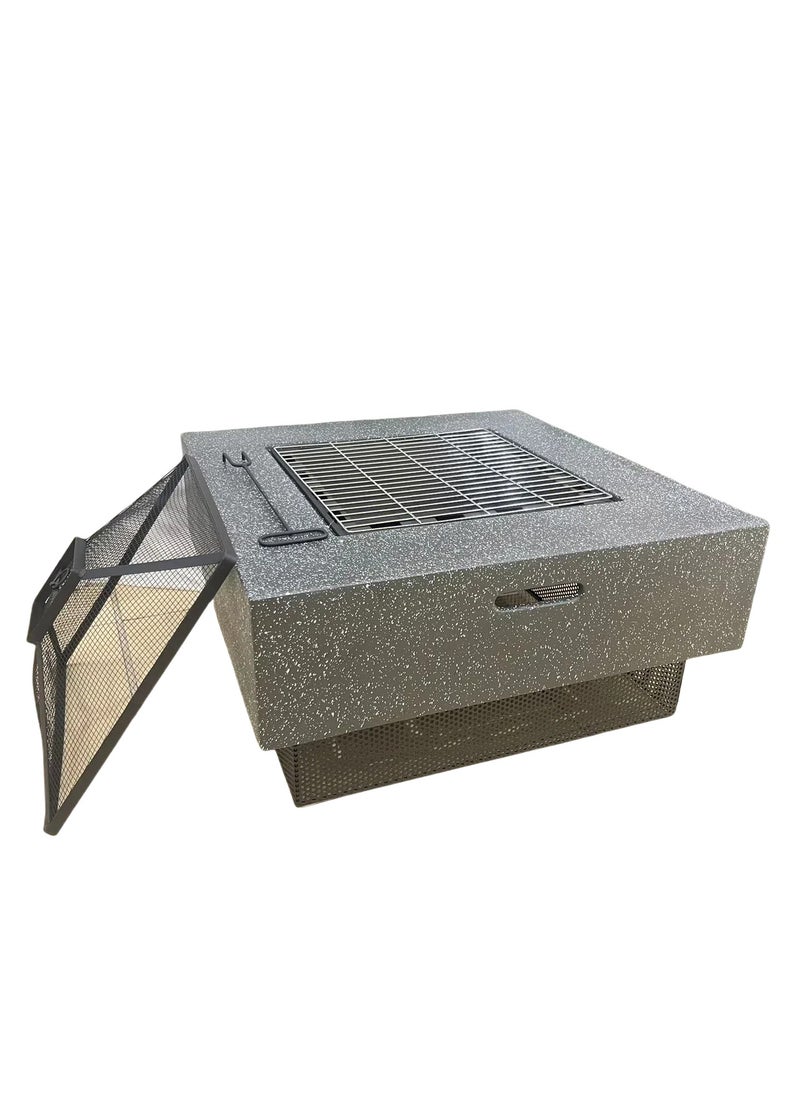 Albawadi - Portable Outdoor Fire Pit BBQ Flame Grill Garden Stove Square Shape - Image 1