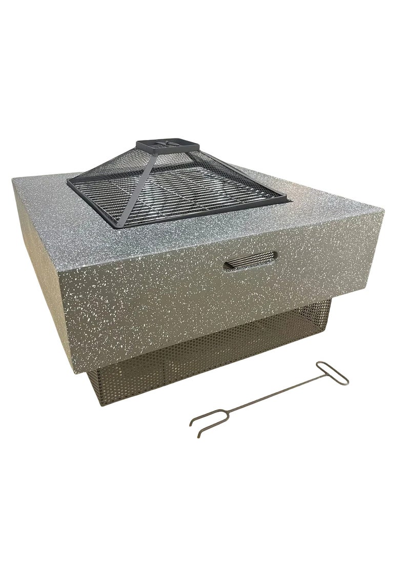 Albawadi - Portable Outdoor Fire Pit BBQ Flame Grill Garden Stove Square Shape - Image 1