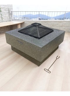 Portable Outdoor Fire Pit BBQ Flame Grill Garden Stove Square Shape