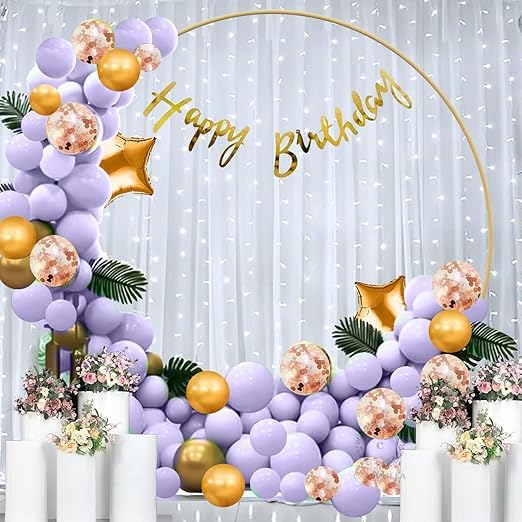 BRIJBAZAAR Pastel Theme Birthday Decoration Items/Garland Kit for Party Decor/Arch Strip, Glue Dot/Metallic Confetti Balloons/Happy Birthday (Set of 47) - Image 4