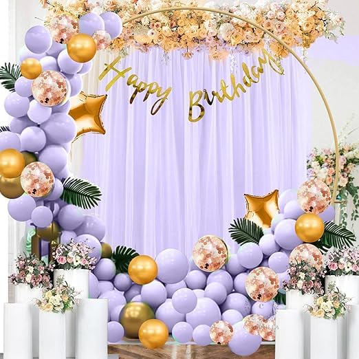 BRIJBAZAAR Pastel Theme Birthday Decoration Items/Garland Kit for Party Decor/Arch Strip, Glue Dot/Metallic Confetti Balloons/Happy Birthday (Set of 47) - Image 3