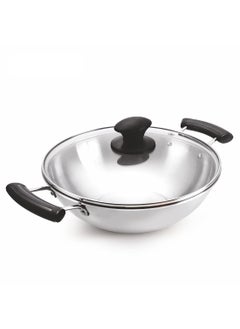 ALDA Alda Bueno Stainless Steel Cookware Triply Kadhai with Lid | Stainless Steel Deep Wok with lid 22cm (2.2L)  - Image 1