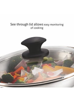 ALDA Alda Bueno Stainless Steel Cookware Triply Kadhai with Lid | Stainless Steel Deep Wok with lid 22cm (2.2L)  - Image 3