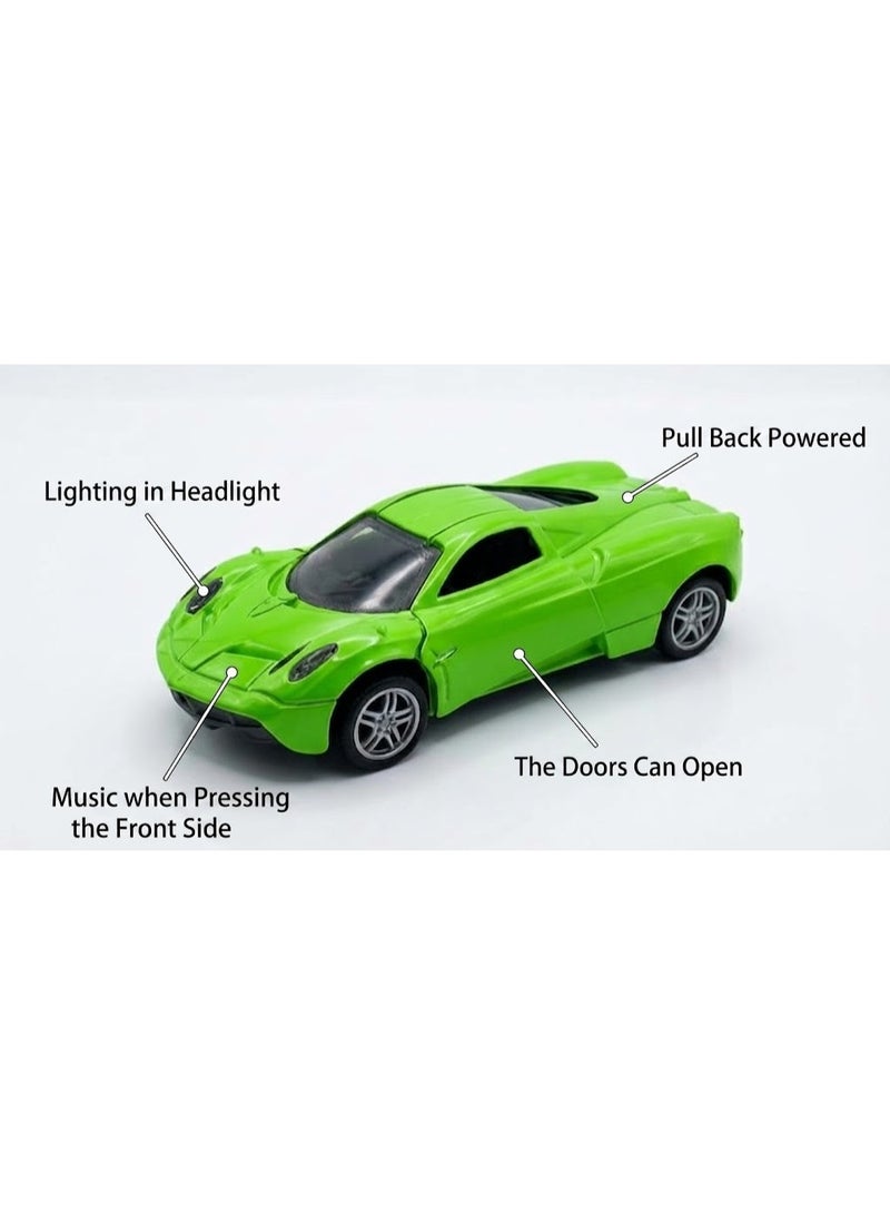 TOOLY Die-cast pull-back metal Hypercar with music, lights, and manual doors, Lime Green colour , Pack size 15.8x6x6.8 CM. - Image 4