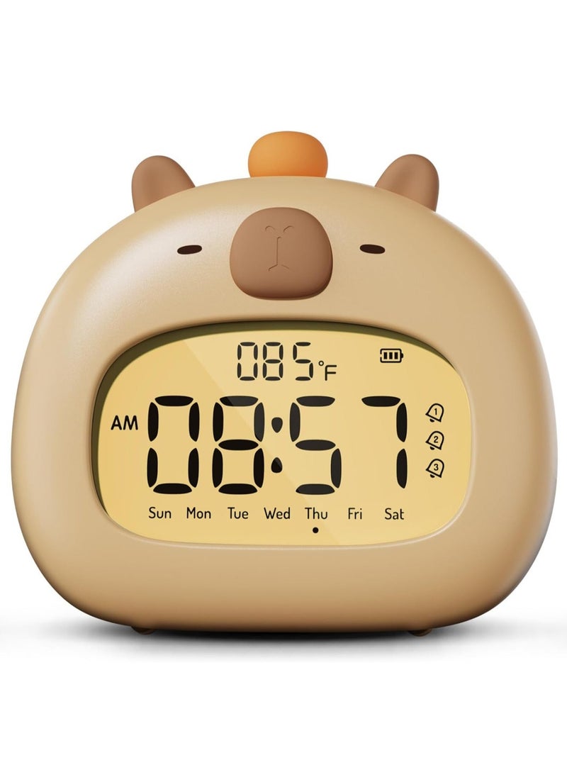 Kids Alarm Clock Ok to Wake Alarm Clock for Kids, Ready to Rise Children's Sleep Trainer,Cute Capybara Clock Dimming Night Light, OK to Wake Alarm Clock for Toddlers Boys Girls, Birthday Gift  - Image 1