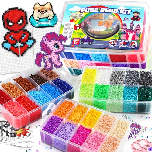 FUNZBO 32000 5mm Fuse Beads Kit - 32 Colors, Christmas Homeschool Arts and Crafts Supplies for Kids, Toys Set, Art Decorations for Room, Christmas Gifts for Girls and Boys Age 5+ - Image 1