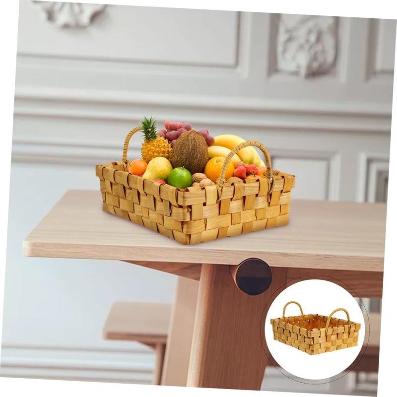 Garden Weave Storage Basket Rattan Handle Basket for Organizing Home Decorative Office Storage - Image 3